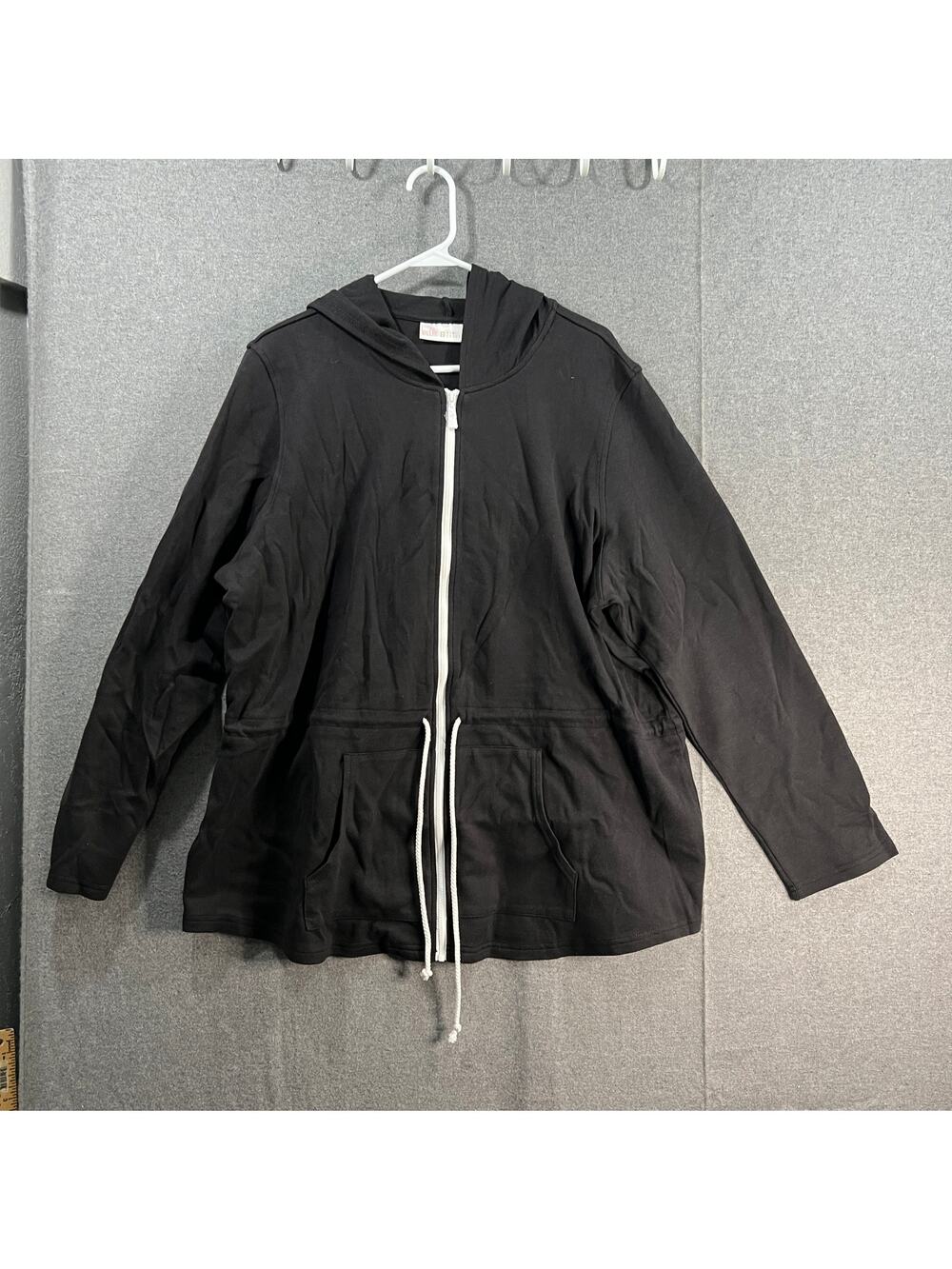 Belle by Kim Gravel Perfect Pique White Haute Zip Anorak Black Size X-Large